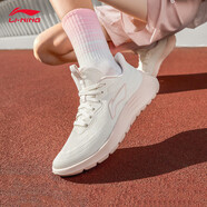 李寧（LI-NING）女鞋夏季網(wǎng)面透氣跑鞋女款黑色網(wǎng)鞋休閑運動(dòng)鞋女士輕便跑步鞋 米白色-3 ARSU022 38