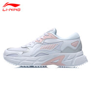 李寧（LI-NING）女鞋跑鞋運動(dòng)鞋跑步鞋潮鞋老爹鞋旅游鞋冬季新款ARHR06  .5 標準白/水晶粉-3 39