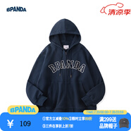 熊貓·本【常華森/官鴻同款】開衫刺繡連帽衛(wèi)衣男寬松日系休閑情侶外套 藏青色 開衫 M