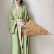 漢服中國風(fēng)直裾全套女古裝衣服古風(fēng)舞蹈改良裙子魏晉風(fēng)大袖衫套裝 綠色單直裾 XS