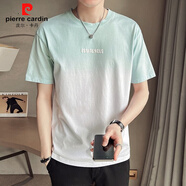 皮爾卡丹（pierre cardin）夏季t恤男短袖2025新款漸變潮牌男裝半袖上衣服男款純棉打底體恤 藍(lán)色 XL 【建議140-155斤】