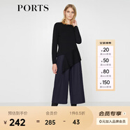 PORTSPorts寶姿女裝 新品不規則下擺純色長(cháng)袖毛衣LV9K418DXF003 黑色 XS