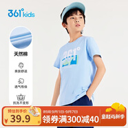 361°童裝 兒童短袖2025夏季男女童6-14歲印花短T恤 藍150