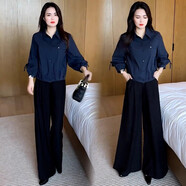 憶靈時(shí)尚長(cháng)袖短外套女2025秋季新款洋氣顯瘦小個(gè)子百搭休閑襯衣外套潮 藍色 L 【105-120斤】