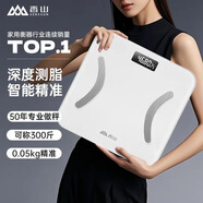 香山體脂秤 真電極智能體脂稱體重秤電子秤人體秤家用減肥 16項健康數(shù)據(jù) 京東小家 云姿白【電池款】