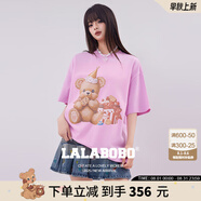 拉拉波波【商場同款】LALABOBO25年T恤夏新款女原創(chuàng)潮牌短袖圓領(lǐng)印花上衣 粉色 S