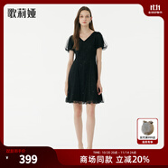 歌莉婭薄紗小黑裙夏裝顯瘦女裝宴會連衣裙小個子公主裙1A5H4H8W0 00B黑色 XL