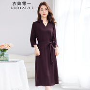 衣典零一（LEDIALYI）杭州真絲連衣裙女夏季2025年新款高端品牌中年媽媽桑蠶絲裙子夏天 棗紅色 M