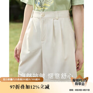 茵曼（INMAN）百搭休閑褲女春夏季舒適高腰遮胯顯瘦A字短褲子 淡香杏 30