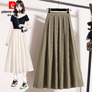 皮爾卡丹（pierre cardin）時(shí)尚純色百搭中長(cháng)款洋氣時(shí)尚女裝2025夏季新款半身裙遮胯A字大擺 卡其色【a字半身裙女/仙女裙子超 M 建議90-105斤