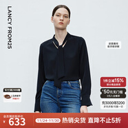 朗姿【朗姿Basic衣櫥】明星同款法式襯衫氣質(zhì)襯衣長(cháng)袖上衣秋季新款女 黑色 XL