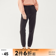 美特斯邦威休閑褲女秋季新款潮流寬松bf風(fēng)運動(dòng)褲子收腳口束腳褲子 影黑 M 160 66A