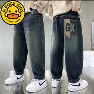 G.DUCKKIDS男童褲子加厚一體絨2022新款3-12歲兒童洋氣寬松牛仔褲秋冬季外穿 GK款（春秋款） 130 cm適合身高120-130cm7-8歲