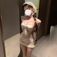 波西米亞度假出片絕絕子性感流蘇約會(huì )睡衣掛脖抹胸睡裙溫柔顯瘦 裙透明肩帶*2三角巾長(cháng)繩T褲 均碼