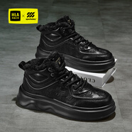海瀾之家HLA男鞋經(jīng)典板鞋男士加絨增高鞋運動(dòng)休閑鞋男 M741黑色41