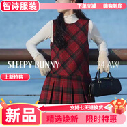 美安嘉復古格子背心連衣裙女秋冬氣質(zhì)小個(gè)子拼接百褶裙 紅格背心裙 2XL