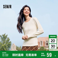 森馬（Semir）長(cháng)袖T恤女吸濕發(fā)熱抗菌緊身內搭2024圓領(lǐng)抓絨套頭衫109724101007