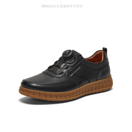 暇步士（Hush Puppies）商場款秋舒適免系通勤男休閑皮鞋 黑色 42