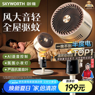 創(chuàng)維【全屋驅(qū)蚊】空氣循環(huán)扇家用電風(fēng)扇落地扇2025新款大風(fēng)量語音遙控輕音節(jié)能臥室小風(fēng)扇Q522 白咖色