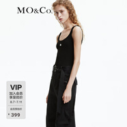 MO&Co.背心春夏字母刺繡坑條紋吊帶背心黑白色內搭外穿摩安珂 黑色 M 165