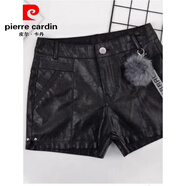 皮爾卡丹（pierre cardin）2025新款pu皮短褲女秋冬黑色大碼胖mm休閑款百搭韓版高腰顯瘦皮褲 短褲005款【不配腰帶吊墜】 S 85-95斤
