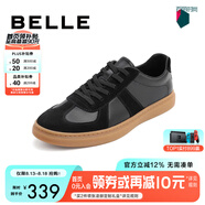 百麗七夕禮物舒適牛皮休閑男鞋商場(chǎng)同款復古夏季透氣德訓鞋52022CM0 黑色 40 (250mm)