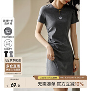 尚都比拉小個(gè)子連衣裙女夏季抽褶收腰顯瘦t恤裙短款休閑裙子 花灰色 M