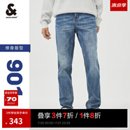 杰克·瓊斯（JACK&JONES）男裝修身牛仔褲男彈性品牌男褲休閑高檔潮流四季款寬松直筒褲子 084中牛仔藍(lán) 修身 31 175 W31/L30