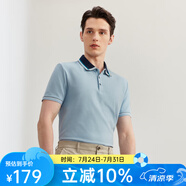 G2000【多色可選】男POLO衫夏休閑短袖涼感透氣男裝簡約通勤商務 撞色款-天藍 M/170