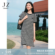玖姿·安娜蔻優(yōu)雅條紋小香風(fēng)寬松直筒懶人針織連衣裙女2025夏季新款 條黑白-第二批 XL