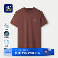 海瀾之家（HLA）短袖t恤男夏季時(shí)尚印花百搭圓領(lǐng)短T打底上衣男裝潮牌休閑體恤衫男 焦糖C5 (消臭/吸排/涼感) L 175/92A