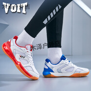 沃特（VOIT）VOIT真皮牛皮乒乓球鞋碳板透氣耐磨減震網(wǎng)球排球運動(dòng)防滑跑鞋 紅色與藍色-雙色鴛鴦配 45