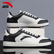 安踏板鞋男2025新款冬季男鞋休閑滑板鞋子透氣男士運動(dòng)鞋 安踏白/黑-4 43