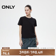 ONLY2025春季新款簡約舒適基礎(chǔ)純色圓領(lǐng)正肩短袖T恤女|125101058 H1Z 黑色 2XL (180) 96A