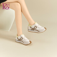 DG【商場(chǎng)同款】厚底休閑鞋女2025新款復古百搭德訓鞋運動(dòng)休閑阿甘鞋 米白/黃/咖啡 37