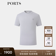 PORTS寶姿男裝2025春夏新品蠶絲混紡小珠地Logo繡花休閑短袖T恤 菌灰 M