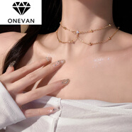 ONEVAN92純銀胸鏈身體鏈歐美bodychain性感比基尼bikini鎖骨鏈女感 金色 短項(xiàng)鏈 送精美禮盒