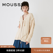 moussy 早春新品非正式學(xué)院風(fēng)撞色縫線針織開衫028HS970-0241 071淺米色 均碼