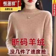 恒源祥媽媽裝半高領(lǐng)羊毛衫女寬松毛衣大碼羊絨衫春秋厚款針織衫打底衫 BG/金駝色 2XL 【125-135斤】