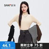 三福毛衣2025冬氣質(zhì)高翻領(lǐng)高彈包芯紗修身打底上衣女472762 杏色 165/88A/M