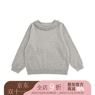 幼悠女童韓風(fēng)優(yōu)雅小公主花邊領(lǐng)毛衣打底衫春季甜美翻領(lǐng)休閑上衣潮 花灰 100    cm