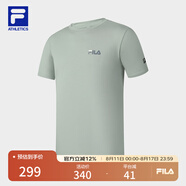 FILAFILA 斐樂(lè )官方男裝針織短袖衫2025夏季新款健身運動(dòng)簡(jiǎn)約基礎白T恤 燕麥灰-GY 3XL 190/108A/XXXL
