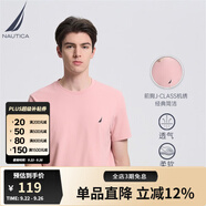 諾帝卡（NAUTICA）男裝夏季款多色全棉親膚舒適易打理休閑圓領(lǐng)短袖T恤男TE3220 橡皮粉6PV（232） S