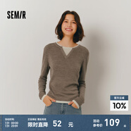 森馬（Semir）毛衣女短款假兩件含羊毛針織衫2024冬季新款修身保暖軟糯v領(lǐng)內(nèi)搭 白咖色調(diào)00415 S /155/80A