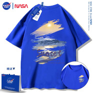 NASA STONE聯(lián)名短袖t恤男夏季新款潮流寬松純棉學(xué)生百搭上衣半袖情侶裝夏裝 克萊因藍-款六 XL 推薦體重130-150斤