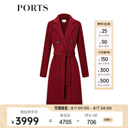 PORTS寶姿秋冬新品女裝長(zhǎng)袖短大衣LL9C062LZW042 南瓜紅 M (6)