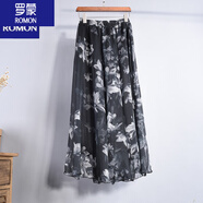 羅蒙（ROMON）雪紡沙灘裙2025夏裝歐美新款復(fù)古波西米亞半身長裙印花半身裙 25#花 M 90C