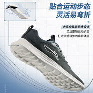 李寧（LI-NING）透氣跑步鞋夏季新款輕質男鞋拼接網(wǎng)面軟底減震耐磨休閑運動鞋 黑色（輕弦） 42