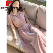 皮爾卡丹（pierre cardin）2025新款夏季今年流行的簡(jiǎn)單大方感紫色雪紡連衣裙子女裝長(zhǎng)裙 連衣裙2025夏季穿搭/今年流行/特 S