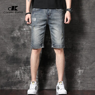 CANELIN KISKHAJeans2025夏季新款高端刺繡破洞牛仔短褲男輕奢潮牌五分褲韓版潮 819深藍(lán) 單件 31